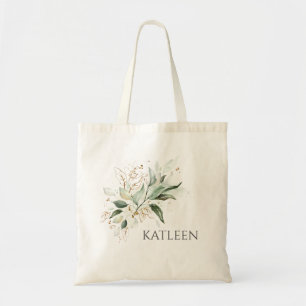 Tote Bag Feuillage élégant moderne doré vert