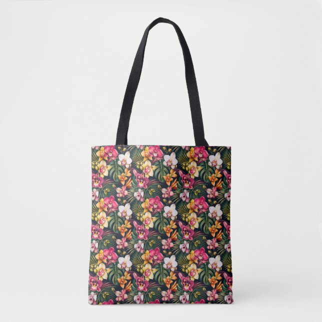 Tote Bag Feuillage tropical vibrant d'orchidée (Devant)