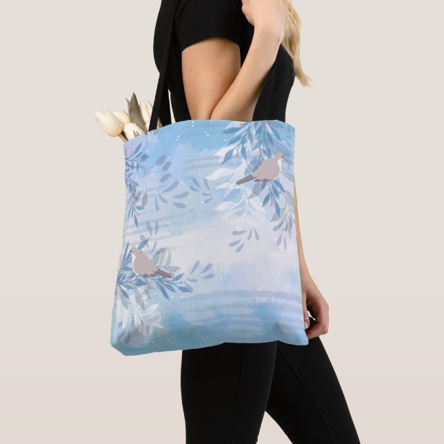 Tote Bag Feuille botanique florale abstraite moderne tendan (De près)