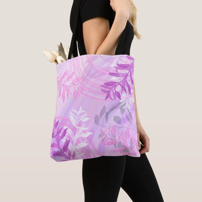 Tote Bag Feuille botanique florale abstraite moderne tendan (De près)