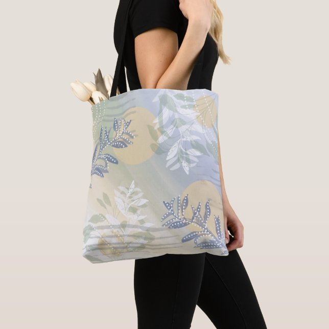 Tote Bag Feuille botanique florale abstraite moderne tendan (De près)
