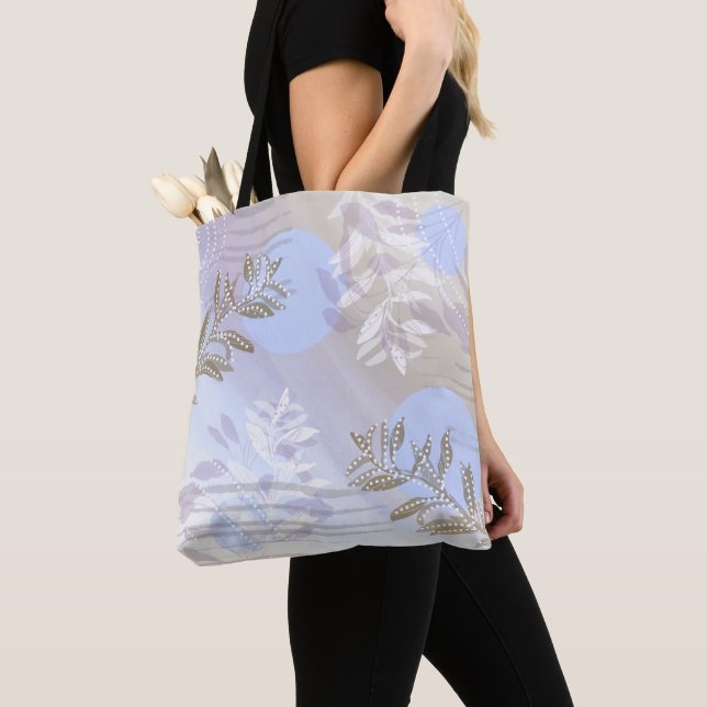 Tote Bag Feuille botanique florale abstraite moderne tendan (De près)