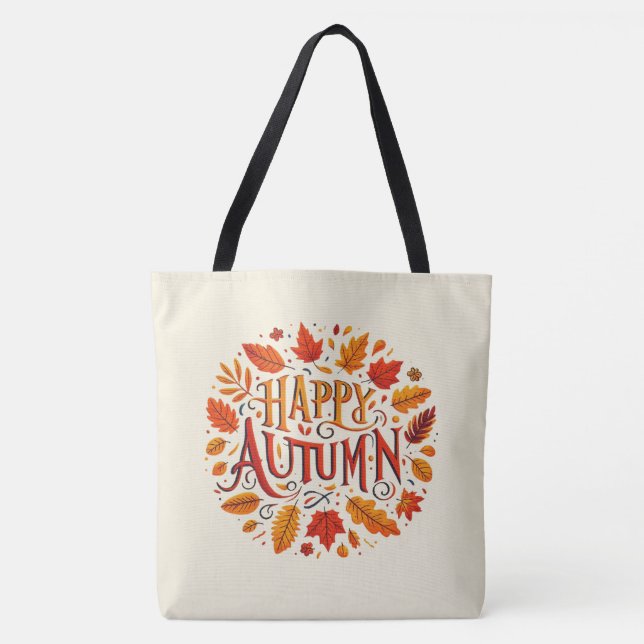 Tote Bag feuille classique et automne heureux (Devant)