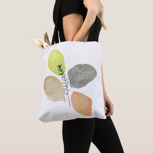 Tote Bag Feuille d'aquarelle esthétique moderne (De près)