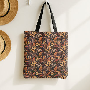 Tote Bag Feuille de couleur orange brûlé doré brun riche de