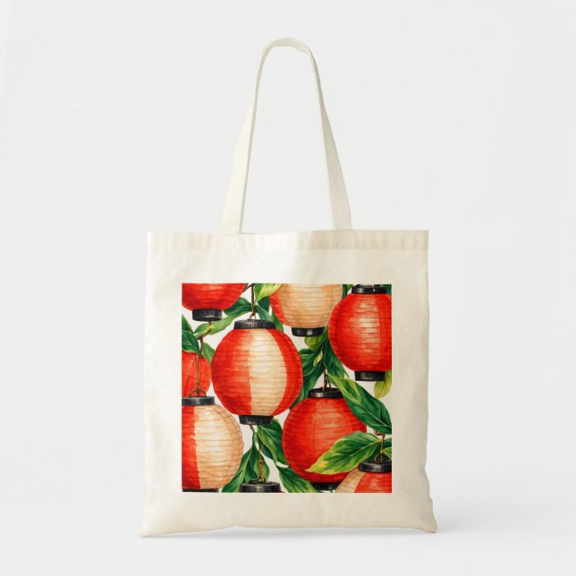 Tote Bag Feuille de lanterne japonaise rouge (Devant)