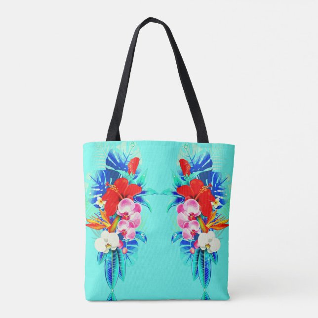 Tote Bag Feuille de monstère d'orchidée tropicale florale h (Dos)
