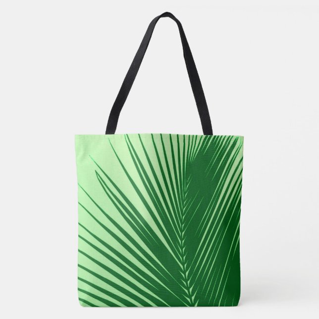 Tote Bag Feuille de palme - émeraude et vert citron (Devant)