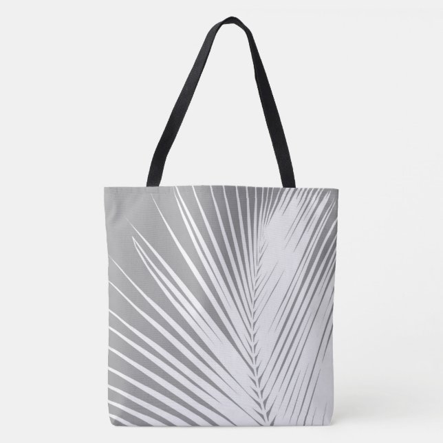 Tote Bag Feuille de palme - gris / gris et blanc (Devant)
