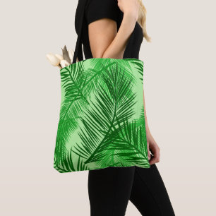 Tote Bag Feuille de palme Impression, émeraude et vert citr