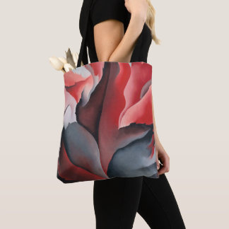 Tote Bag Feuille d'érable gris rouge abstrait Georgia O'Kee