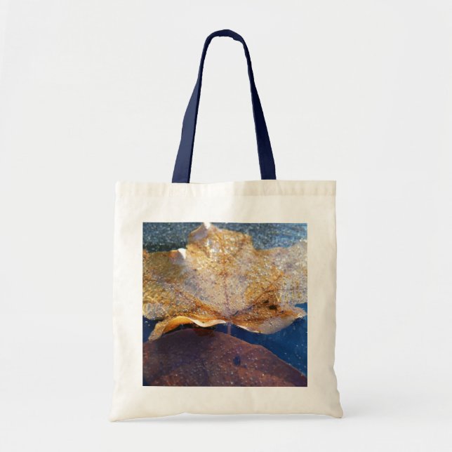 Tote Bag Feuille d'érable jaune congelée Automne Nature (Devant)