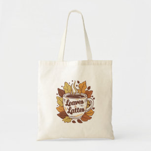 Tote Bag feuille et latte, drôle de chemise de café, cadeau