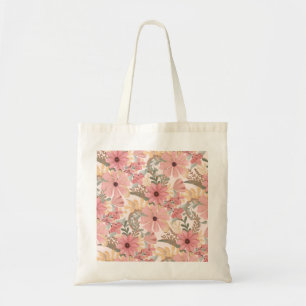 Tote Bag Feuille floral vert rose Motif d'aquarelle
