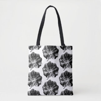 Tote Bag Feuille manteau de la dame noire et blanche