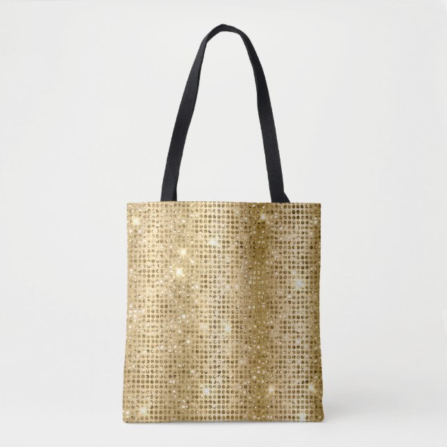 Tote Bag Feuille métallique dorée et points de glamour à fa (Devant)