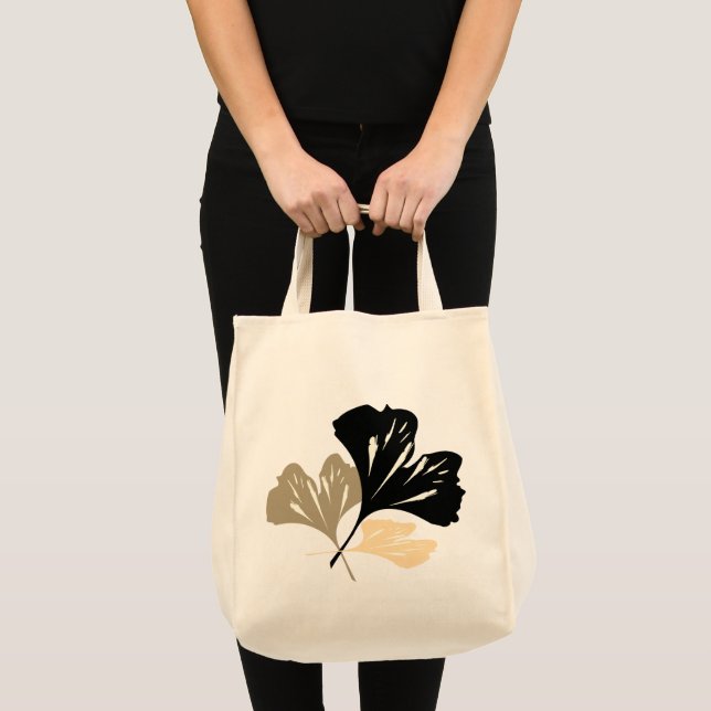 Tote Bag Feuille minimaliste Ginkgo illustrée (Devant (produit))
