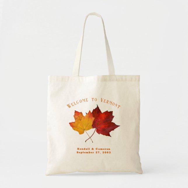 Tote Bag Feuille Red Gold Weend Mariage Bienvenue (Devant)