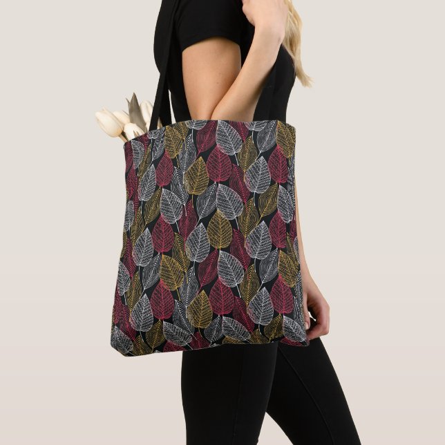 Tote Bag Feuille squelette moderne Motif d'automne (De près)