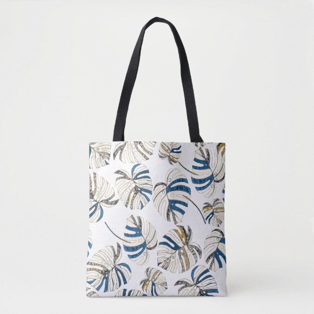 Tote Bag Feuille tropicale colorée, motif moderne. (Devant)