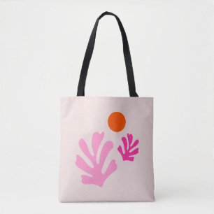 Tote Bag Feuilles Abstraits rose orange moderne formes déco