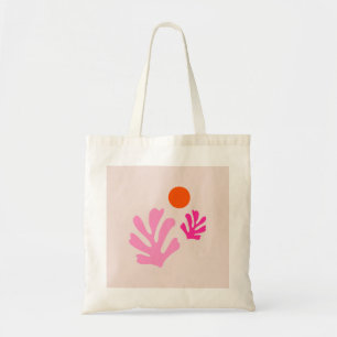 Tote Bag Feuilles Abstraits rose orange moderne formes déco