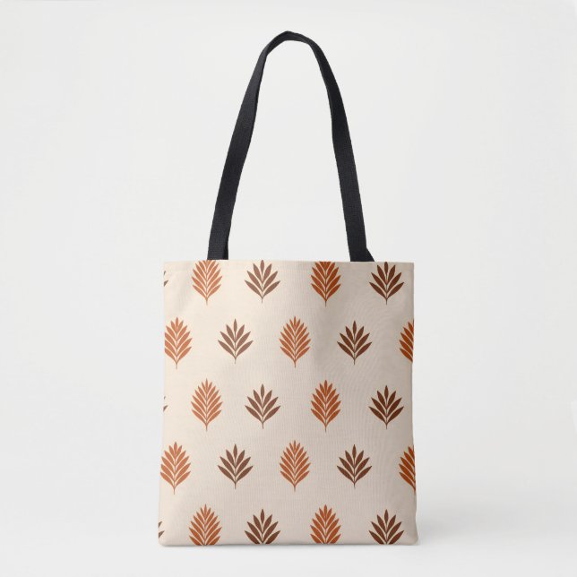 Tote Bag Feuilles Beiges et Marrons (Devant)