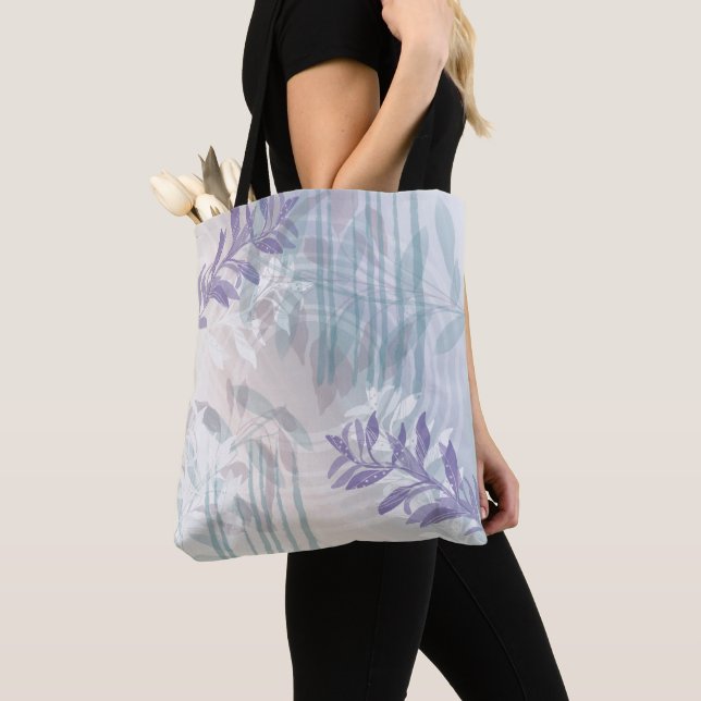 Tote Bag Feuilles botaniques florales abstraites à la mode (De près)
