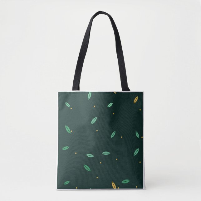 Tote Bag Feuilles botaniques motif sans couture vert foncé (Devant)