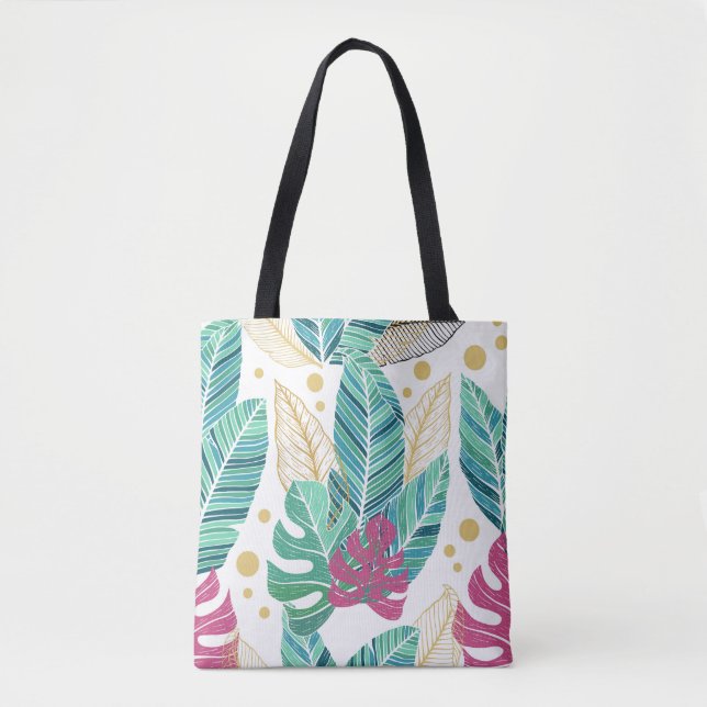 Tote Bag Feuilles botaniques tropicaux, conception vintage  (Devant)