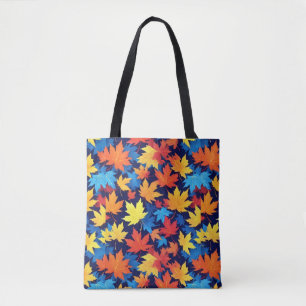 Tote Bag Feuilles Colorées D'Automne Sur Arrière - plan Ble