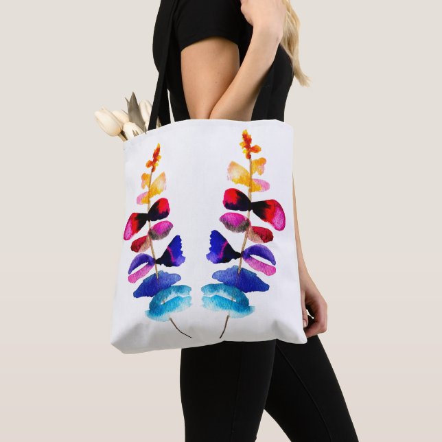 Tote Bag Feuilles colorées mignonnes aquarelle (De près)