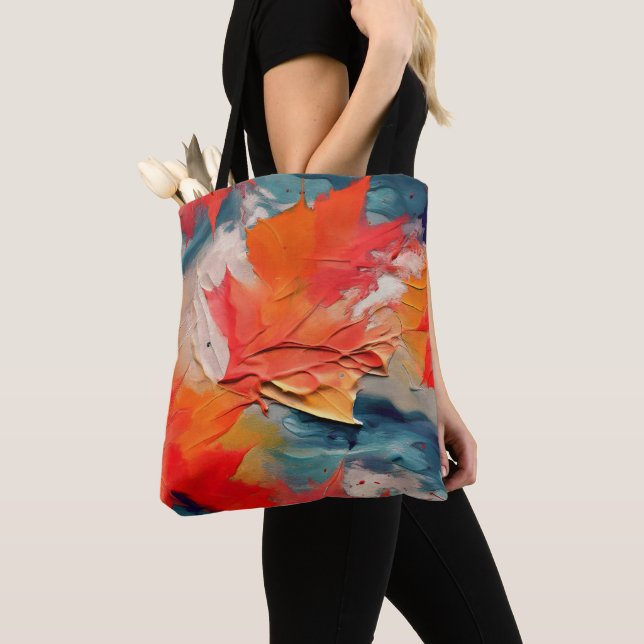 Tote Bag Feuilles dans le vent – Mouvement abstrait d'autom (De près)