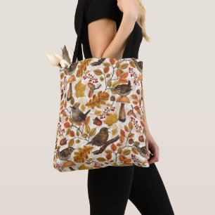 Tote Bag Feuilles d'automne, baies, champignons et fleurs