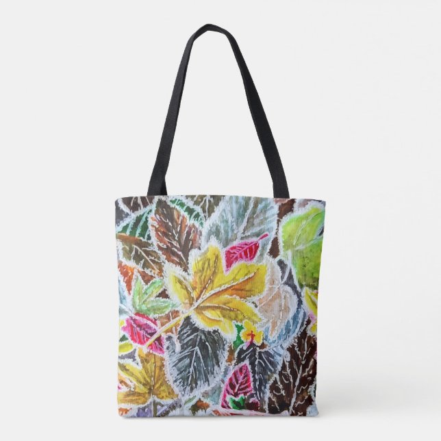 Tote Bag Feuilles d'automne colorées du matin gelé - Art (Dos)