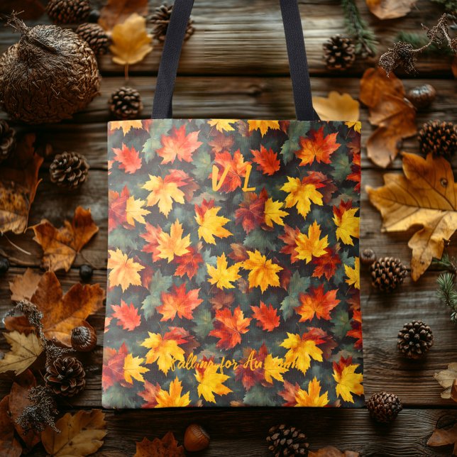 Tote Bag Feuilles d'automne en gras avec des vibes d'automn (Créateur téléchargé)