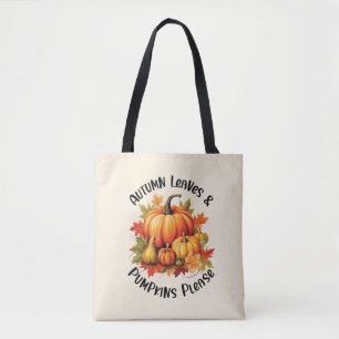 Tote Bag Feuilles d'automne et Citrouilles s'il vous plaît