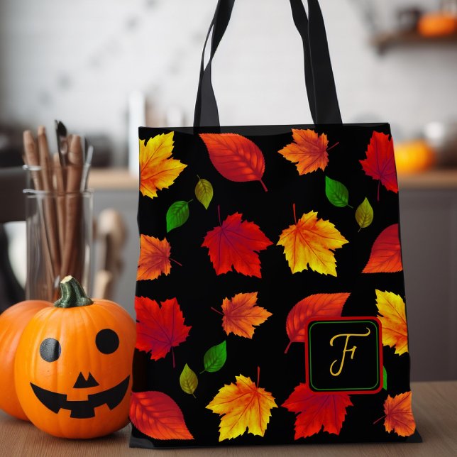 Tote Bag Feuilles d'automne Initiale unique Saisonnière (Créateur téléchargé)