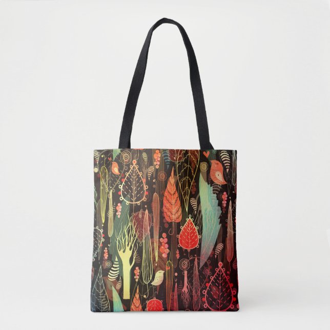Tote Bag Feuilles d'automne : motif transparent foncé. (Devant)