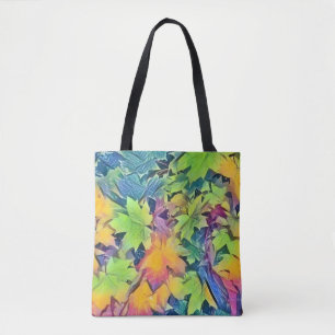 Tote Bag Feuilles de automne colorées avec aquarelle de cou