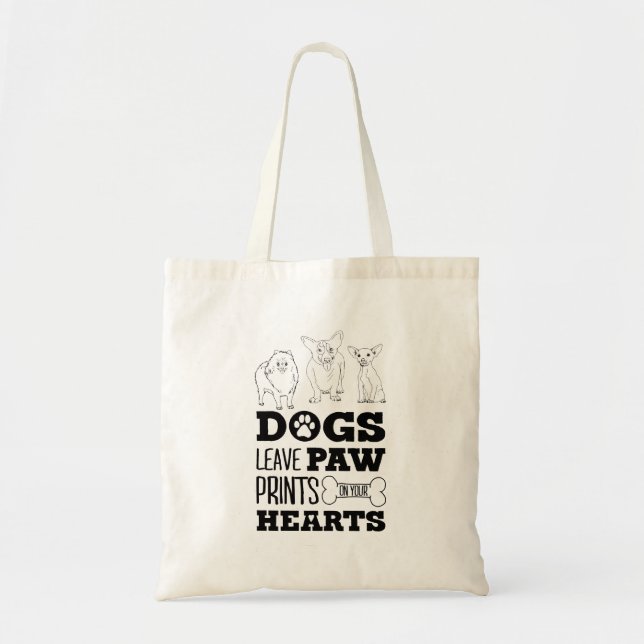 Tote Bag Feuilles de chien Empreintes de pattes sur votre c (Devant)