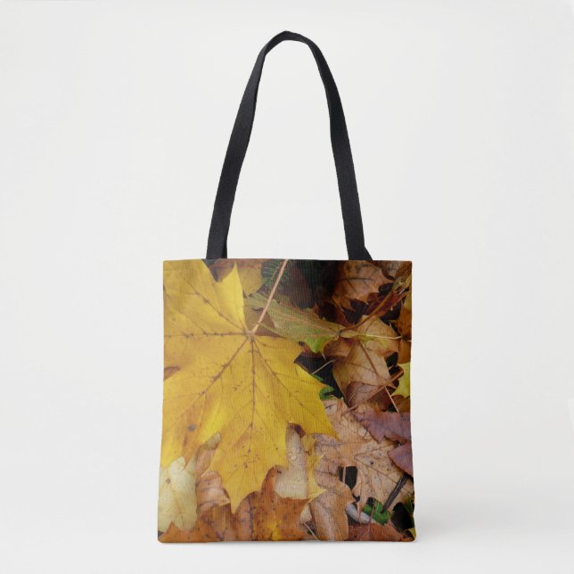 Tote Bag Feuilles de Érable Tombées Jaune Automne Nature (Devant)