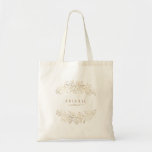 Tote Bag feuilles de feuillage botanique personnalisés<br><div class="desc">Conception florale de feuillage botanique moderne dans la couleur faux or avec nom personnalisé,  élégants sacs fourre-tout de femme de chambre pour les cadeaux de mariage. 
Voir toutes les pièces correspondantes dans la collection.</div>