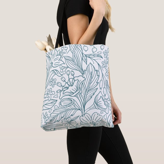 Tote Bag Feuilles de fleurs d'hibiscus simples et élégantes (De près)