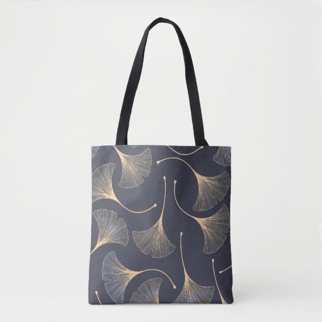 Tote Bag Feuilles de Ginkgo modèle floral sans joint (Devant)