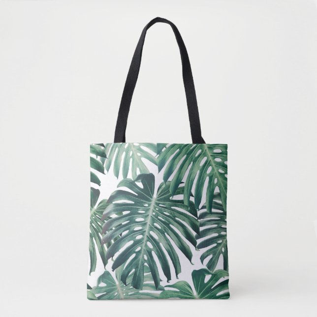 Tote Bag Feuilles de la jungle tropicale Arrière - plan flo (Devant)