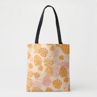 Tote Bag Feuilles de monastères tropicaux. dessin silhouett