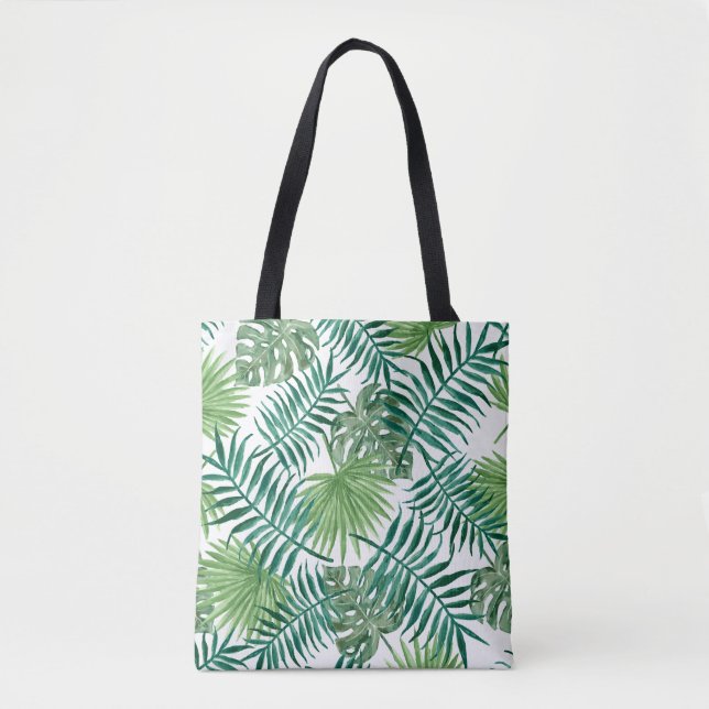 Tote Bag Feuilles de palmier botaniques vertes tendance (Devant)