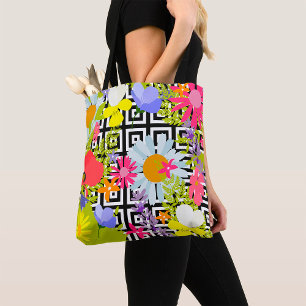 Tote Bag Feuilles De Palmiers Et Fleurs