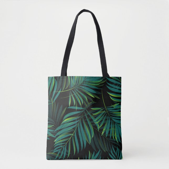 Tote Bag Feuilles de palmiers tropicaux verts. Graphique mo (Devant)